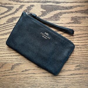 Coach Corner Zip Wristlet- Black